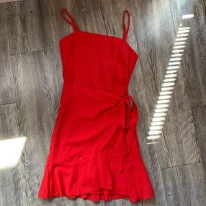 SOLD Red linen Princess Polly mini dress